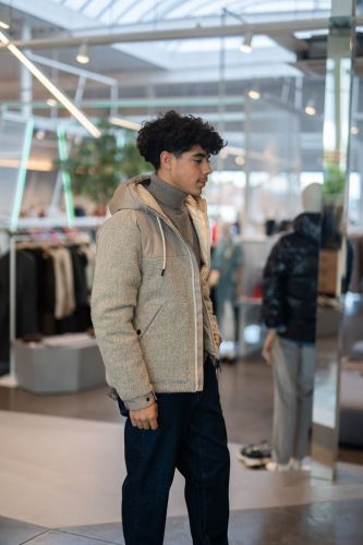 Manteau bi matière beige AFTERLABEL | Marine