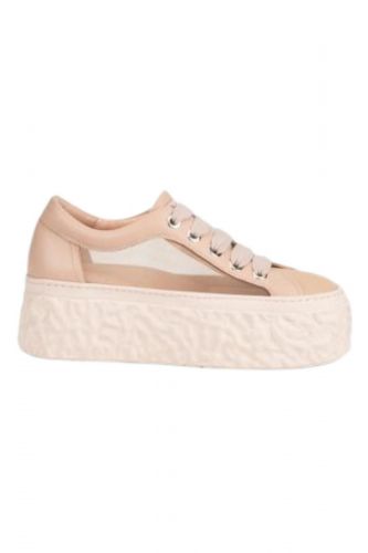 Baskets en cuir et mesh rose AGL | Marine