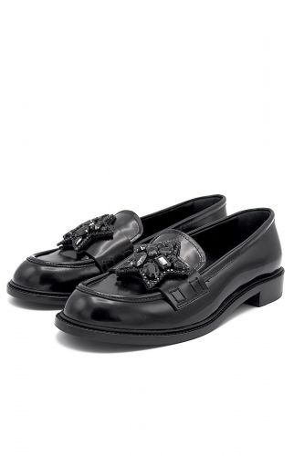 Mocassin en cuir vernis noir AGL | Marine