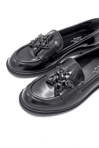 Mocassin en cuir vernis noir AGL | Marine