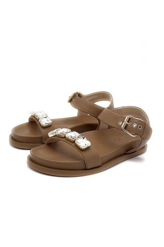 AGL sandale Camel femmes (plate strass sur bride - 69003 sand strass TP) - Marine | Much more than shoes