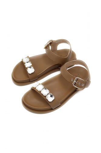 AGL sandale Camel femmes (plate strass sur bride - 69003 sand strass TP) - Marine | Much more than shoes