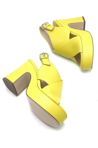 Sandales compensée haute jaune AGL | Marine
