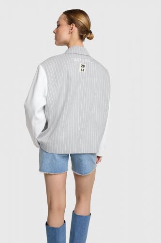 Blazer oversize ligné gris & blanc ALIX THE LABEL | Marine