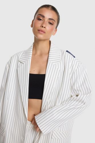 Blazer oversize rayé bleu et blanc ALIX THE LABEL | Marine