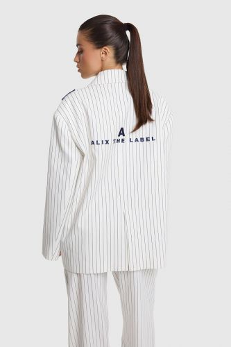 Blazer oversize rayé bleu et blanc ALIX THE LABEL | Marine