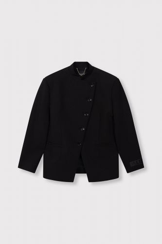 Blazer noir boutons asymétrqieus ALIX THE LABEL | MARINE Auvelais