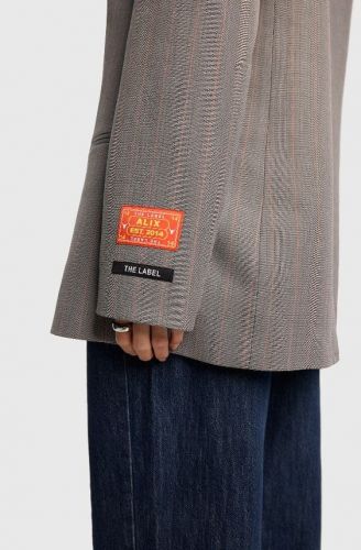 Blazer oversize gris avec fines lignes orange ALIX THE LABEL | Marine