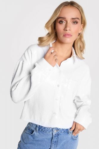 Chemise en sequins blanc ALIX THE LABEL | Marine