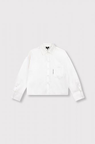 Chemise crop satinée écru ALIX THE LABEL | Marine