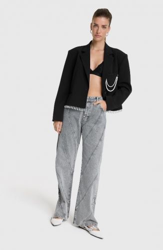 Jeans gris délavé avec coutures ALIX THE LABEL | Marine