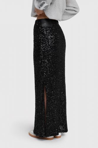 Jupe longue en sequins noir ALIX THE LABEL | Marine