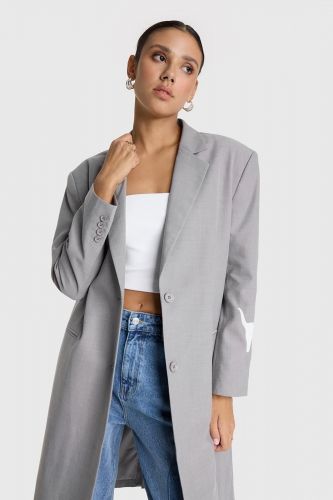 Alix The Label blazer Gris femmes (Long blazer - 2013 faux carreaux) - Marine | Much more than shoes