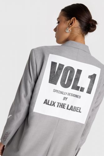 Alix The Label blazer Gris femmes (Long blazer - 2013 faux carreaux) - Marine | Much more than shoes