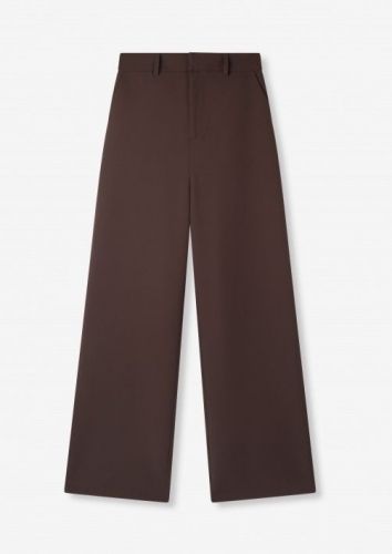 Alix The Label pantalon Brun femmes (Pantalon marron droit large uni - 0328 pant marron) - Marine | Much more than shoes