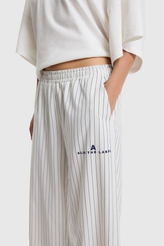 Pantalon à rayures bleu et blanc à jambes larges ALIX THE LABEL | Marine