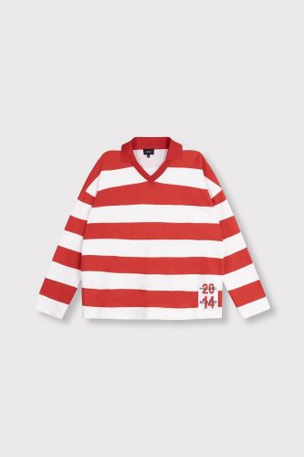 Polo de rugby à rayures rouges et blanches ALIX THE LABEL | Marine