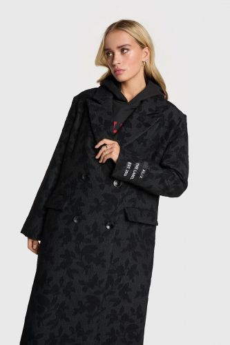 Manteau long jacquard noir ALIX THE LABEL | Marine