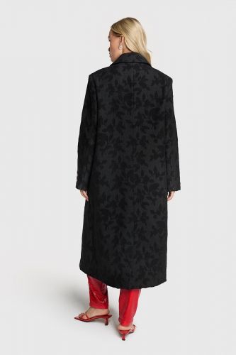 Manteau long jacquard noir ALIX THE LABEL | Marine