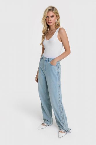 Jeans avec lacets sur le côté ALIX THE LABEL | Marine