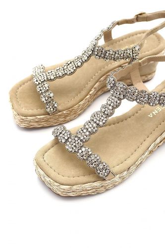 Sandales compensées en nubuk beige ALMA EN PENA | Marine