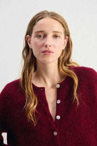 Pull boutonné bordeaux AMERICAN VINTAGE | Marine