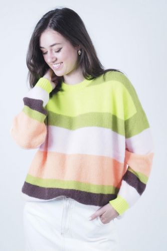 Pull à lignes multicolores AMERICAN VINTAGE | Marine