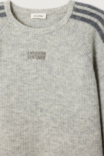 Pull manches 3/4 gris chiné AMERICAN VINTAGE | Marine