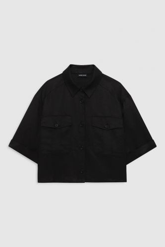 Anine Bing chemise Noir femmes (Chemise noire manches courtes - EDITH chemise noire ) - Marine | Much more than shoes