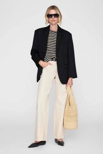 Pull 3/4 à rayures noir et yvoir ANINE BING | Marine