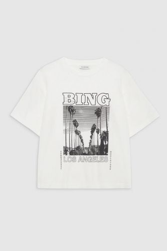 Anine Bing tee-Shirt Blanc/noir femmes (T-shirt blanc Los Angeles - Louis Tee Bing Tour) - Marine | Much more than shoes