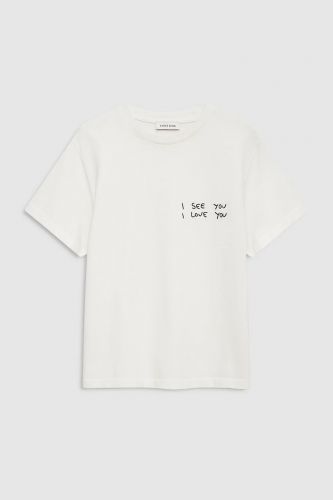 T-shirt blanc à message I SEE YOU I LOVE YOU ANINE BING | Marine