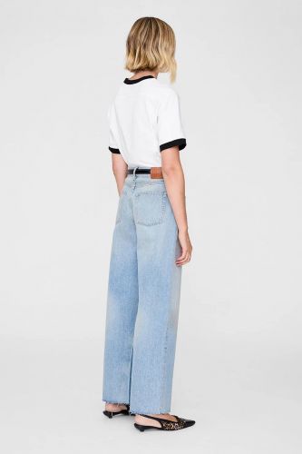 T-shirt structuré écru avec bords contrastés ANINE BING | Marine