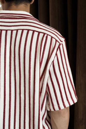 Chemise manches courtes à rayures bordeaux ANTWRP | Marine