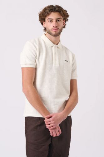 Polo texturé blanc ANTWRP | Marine