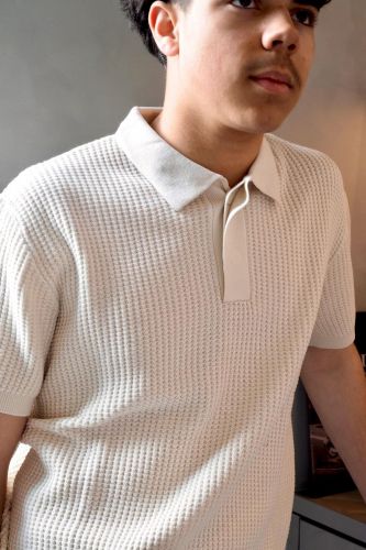 Polo structuré écru ANTWRP | Marine