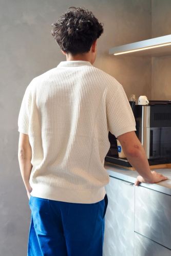 Polo structuré écru ANTWRP | Marine