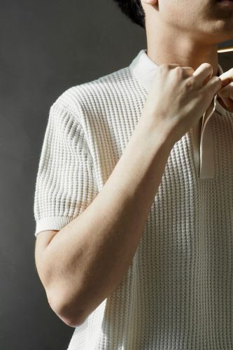 Polo structuré écru ANTWRP | Marine