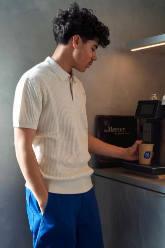 Polo structuré écru ANTWRP | Marine