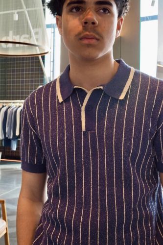 Polo maille rayée bleu pacific ANTWRP | Marine