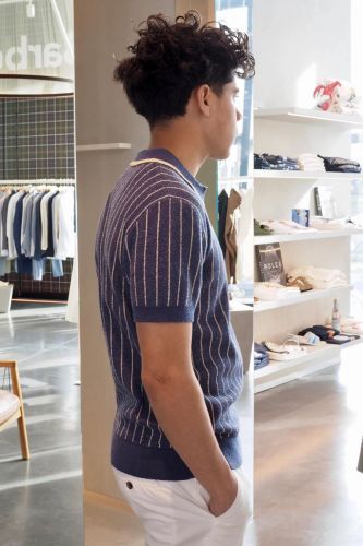 Polo maille rayée bleu pacific ANTWRP | Marine