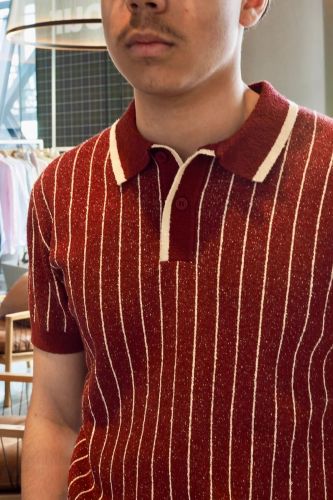 Polo maille rayée bordeaux ANTWRP | Marine