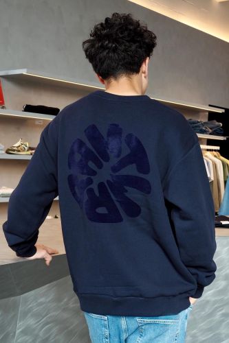 Sweat bleu marine avec logo dans le dos ANTWRP | Marine