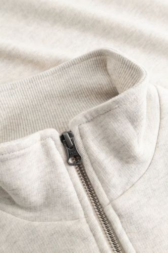 Antwrp sweat  Beige hommes (Sweat col ½ zip beige clair chiné coton - BSW511 sweat linen) - Marine | Much more than shoes