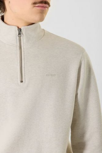 Antwrp sweat  Beige hommes (Sweat col ½ zip beige clair chiné coton - BSW511 sweat linen) - Marine | Much more than shoes