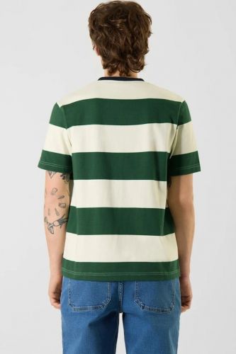 T-shirt vert jungle à rayures à col noir ANTWRP | Marine