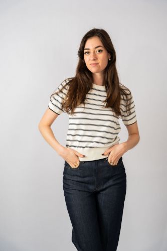 T-shirt marinière beige et noir A.P.C. | Marine