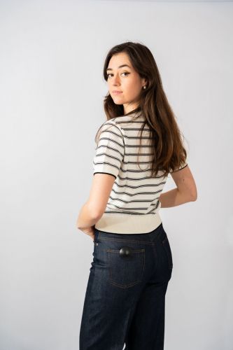 T-shirt marinière beige et noir A.P.C. | Marine