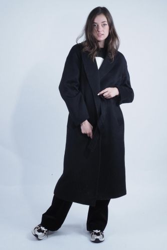 A.P.C. Femme manteau Noir femmes (manteau droit noir chiné - FLORIANE noir) - Marine | Much more than shoes