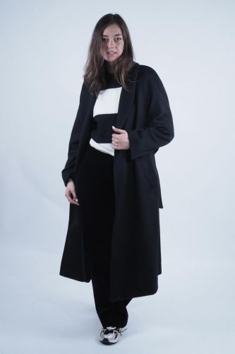 A.P.C. Femme manteau Noir femmes (manteau droit noir chiné - FLORIANE noir) - Marine | Much more than shoes